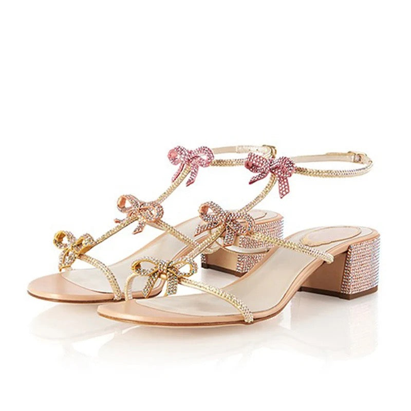 Rhinestone Bow Sandals