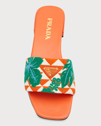 Prada Embroidered Slides