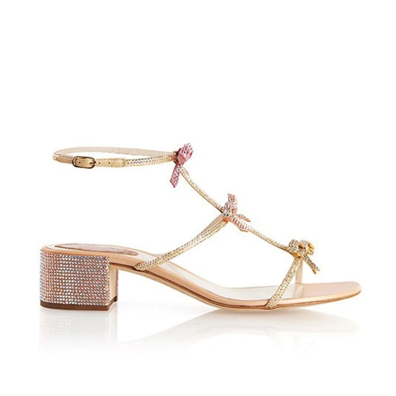 Rhinestone Bow Sandals