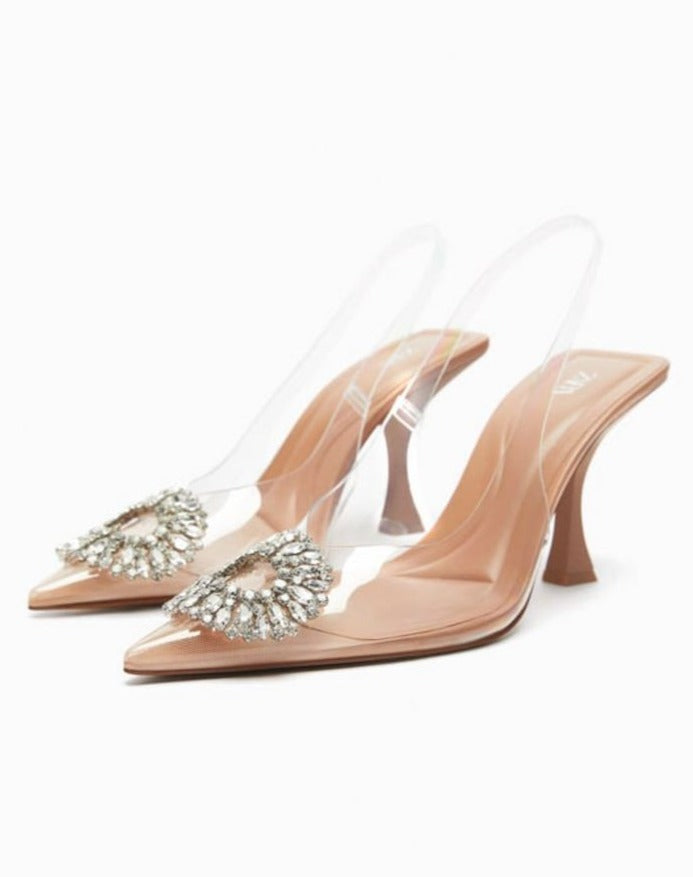 Zara Embellished Vinyl Heels