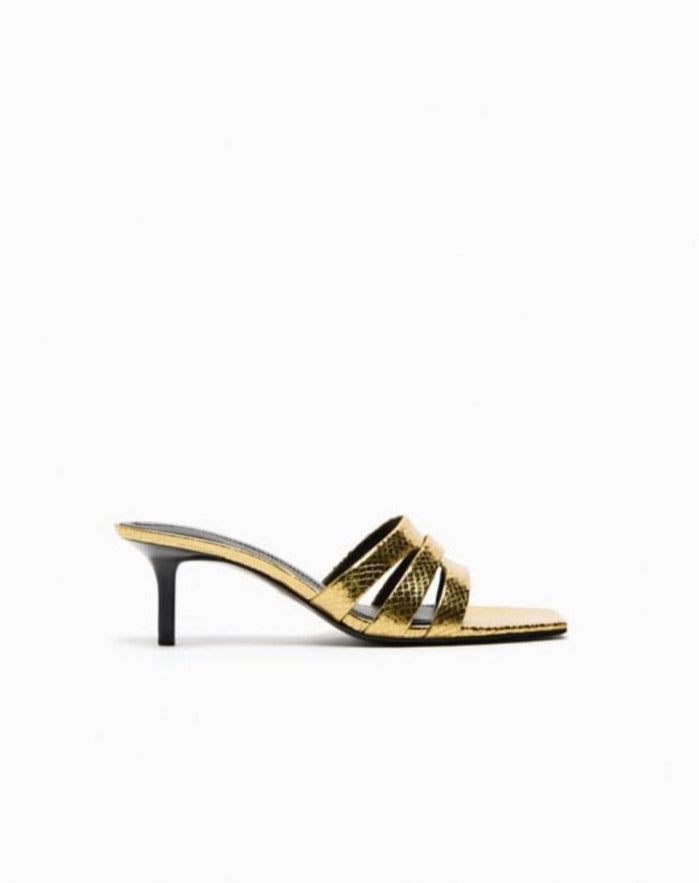 Zara Metallic Heel Mules