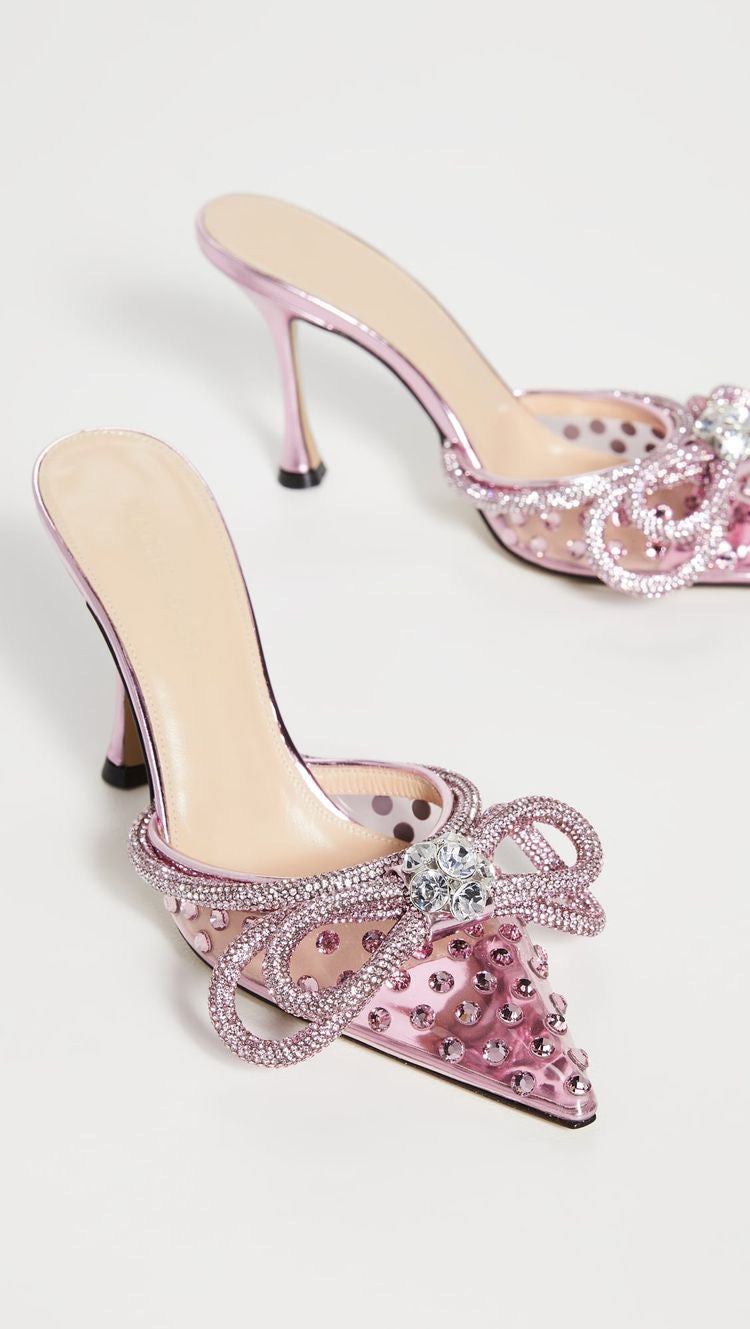 Crystal bow sandals